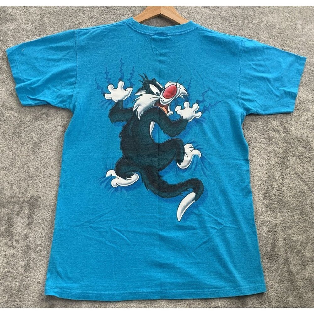 Vintage Six Flags Shirt Mens M Sylvester 1997 Hang On Tight Looney Tunes *FLAW - Picture 2 of 10